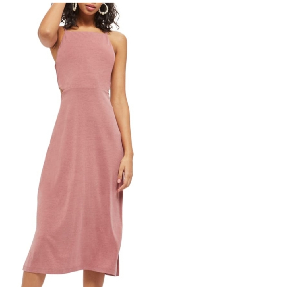 TOPSHOP Pretty Mauve Pink Midi Dress US 2